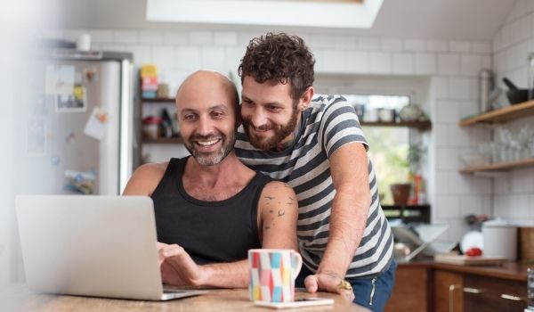 Two men on computer