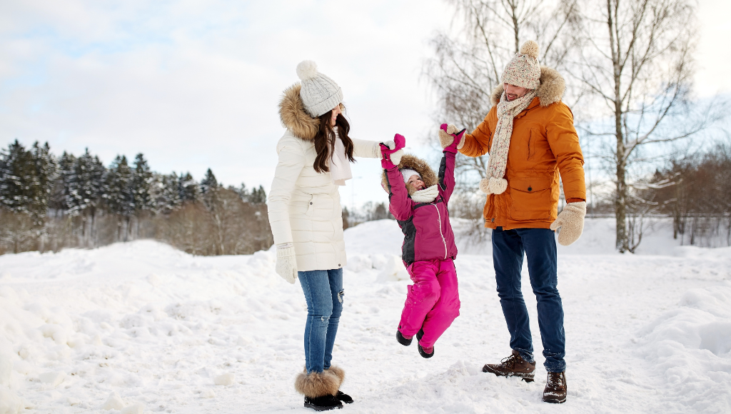 family in winter