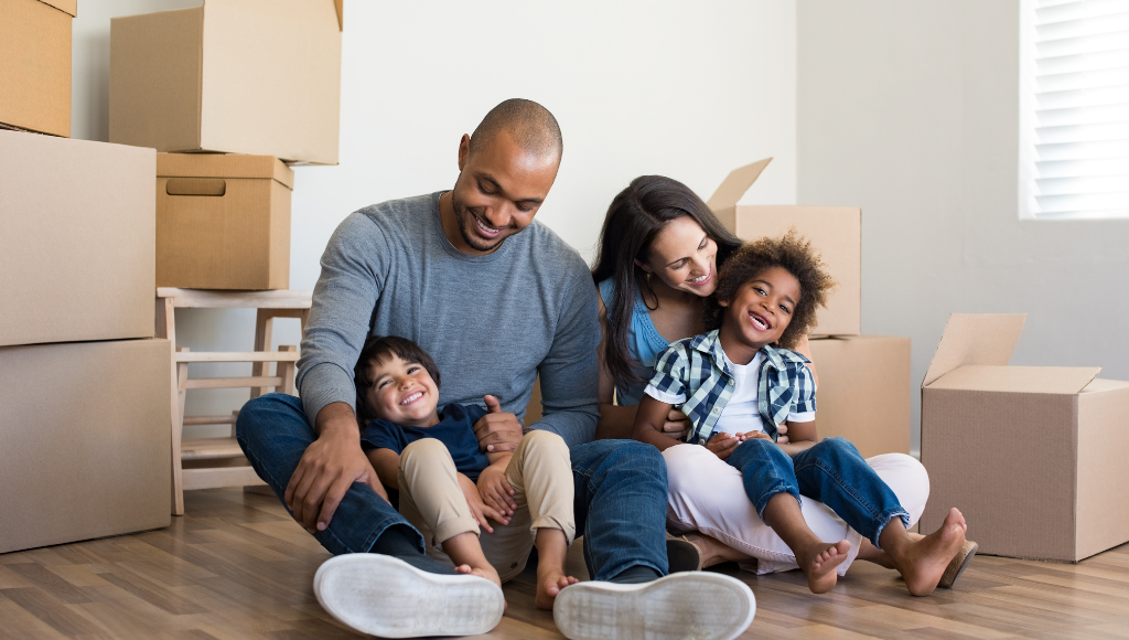family in new home